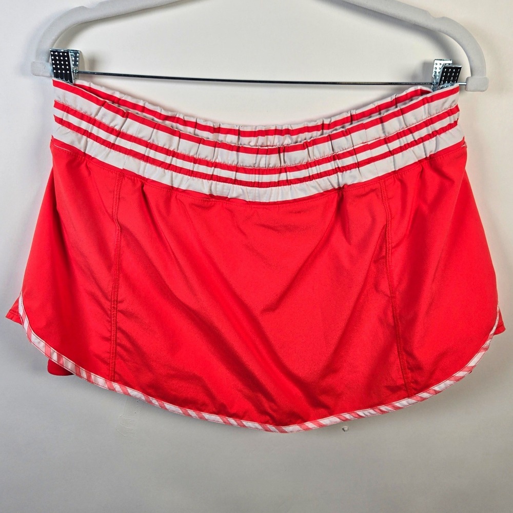 Lululemon Women's Red Orange Ruffle Athletic Skort Size 10 Tennis Golf